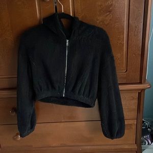 Small cropped zipup teddy hoodie